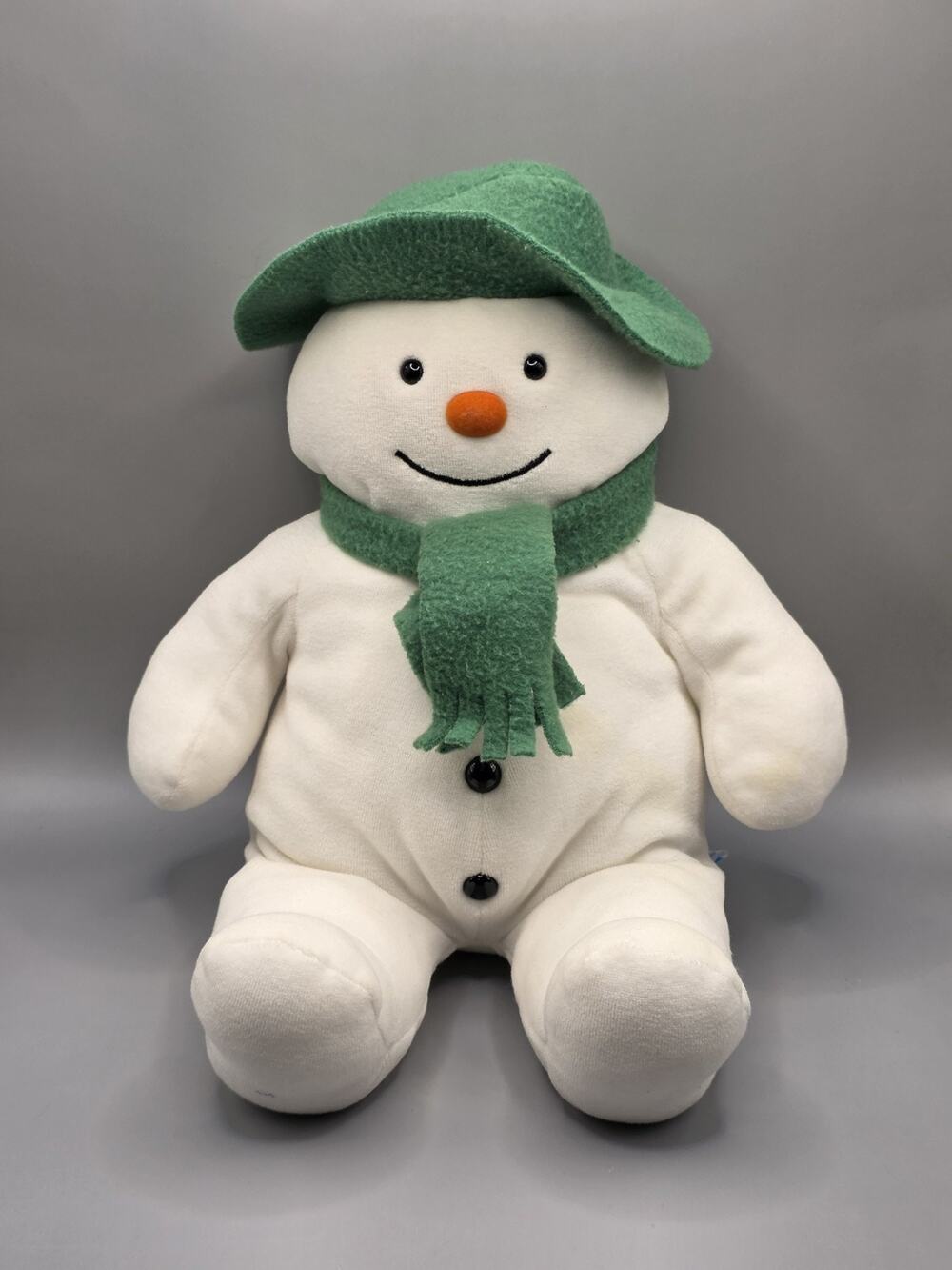 VTG Rare Eden The Snowman 15” Plush Raymond Briggs Green Hat Scarf Holiday